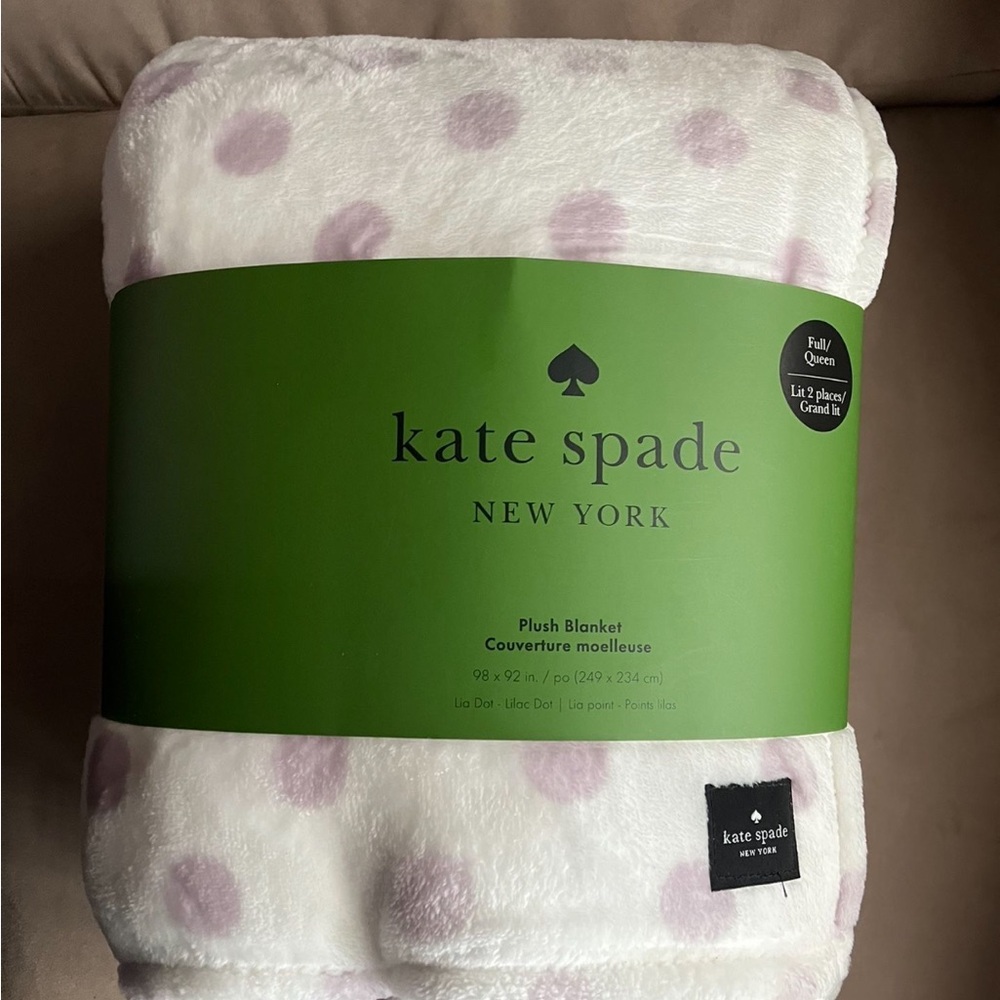 Kate Spade Plush Blanket with Light Purple Polka Dots